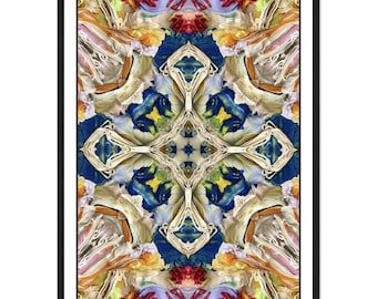 Kaleidoscope Dreams Framed Poster, Organic Paint Cathedral Wall Art, Abstract Gallery Print, Modern Home Decor, Ready to Hang Gift