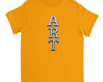 Shiny Chrome Art T-Shirt | Unique Statement Tee | Heavyweight Cotton Graphic Shirt | Gift for Art Lovers