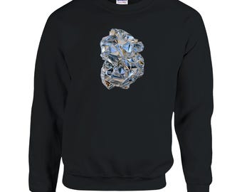 Crushed Reality Graphic Sweatshirt - Alien Alloy Metal Dream Print - Edgy Aesthetic Streetwear - Grunge Cyberpunk Crewneck Gift for Her Him