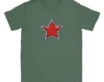 Chrome Red Star Emblem T-Shirt | Industrial Style Soft Cotton Tee