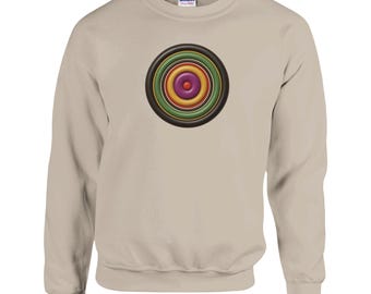 Concentric Groove Bullseye Sweatshirt - Electric Orbit Graphic Retro Aesthetic - Unisex Crewneck Pullover - Artistic Geometric Gift