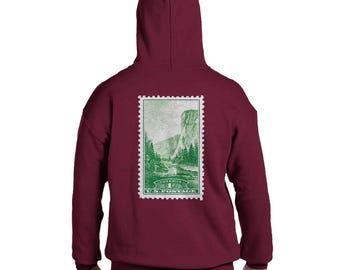 Vintage Yosemite National Park Hoodie, Americana Stamp Hoodie, Nature Lover Gift, National Park Souvenir, Outdoorsy Apparel, Camping Gear