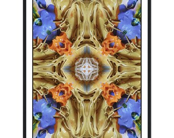 Kaleidoscope Dreams Framed Poster | Organic Machinery Surreal Wall Art | Abstract Portal Geometric Print | Modern Home Decor Gift