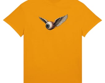 All seeing flying eyeball, cosmic eye, winged eye, silent observe Tee | Unisex Handmade Gift for Him/Her