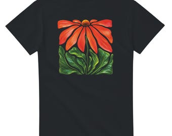 Organic Botanical Bloom T-Shirt, Elegant Floral Graphic Tee, Modern Garden Flower Shirt, Nature Lover Gift, Handmade Minimalist Floral Top