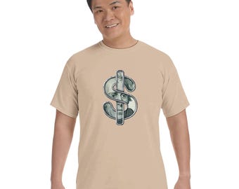 Dollars and Dreams Chrome Currency Tee, Andrew Jackson Streetwear, Vintage Wash Cotton Shirt
