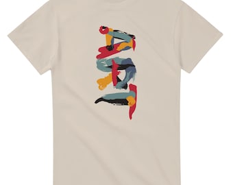 Modern Primitive Abstract Art T-Shirt, Painted Rhythm Graphic Tee, Unisex Cotton Apparel