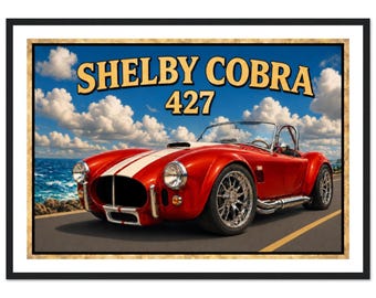 Shelby Cobra 427 Framed Poster, Classic American Muscle Car Wall Art (Ready to Hang)
