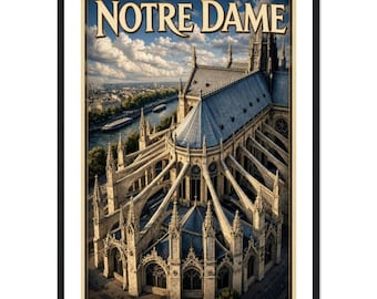 Notre Dame Cathedral Framed Poster, Gothic Architecture Print, Paris Wall Art (A2)