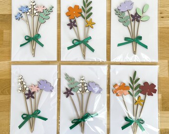 DISCOUNTED - Mini Wooden Flower Sets - Hand Painted Floral Bouquet 4