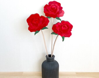 DISCOUNTED - Red Roses Bouquet - Set of 3 Acrylic Flowers