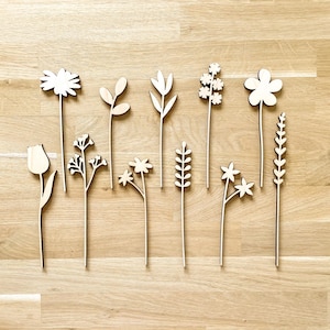 Mini Individual Wooden Flower Stems - Unfinished - Paint Your Own