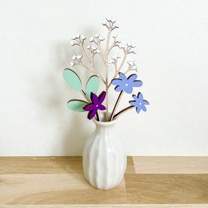 Mini Individual Wooden Flower Stems Hand Painted Floral Bouquet image 3