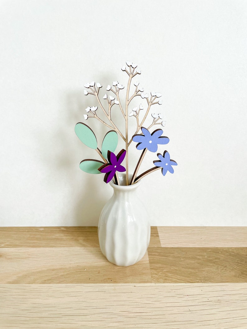 Mini Individual Wooden Flower Stems Hand Painted Floral Bouquet image 3