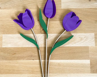 DISCOUNTED: Purple Tulip Bouquet - Set of 3 Flower Stems