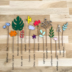Mini Individual Wooden Flower Stems Hand Painted Floral Bouquet image 2