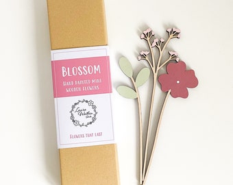 Mini Wooden Flower Gift Set, Pink Blossom Bouquet