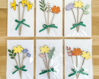 DISCOUNTED - Mini Wooden Flower Sets - Hand Painted Floral Bouquet 3