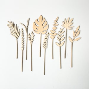 Large Individual Wooden Foliage Leaf Stems Unfinished Paint Your Own image 6