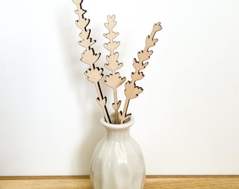 DISCOUNTED - Mini Lavender Wooden Flower Stems - Unfinished - Paint Your Own