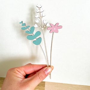 Mini Individual Wooden Flower Stems Hand Painted Floral Bouquet image 4