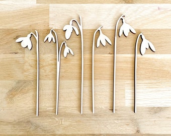 DISCOUNTED - Mini Individual Wooden Snowdrop Stems - Unfinished - Paint Your Own