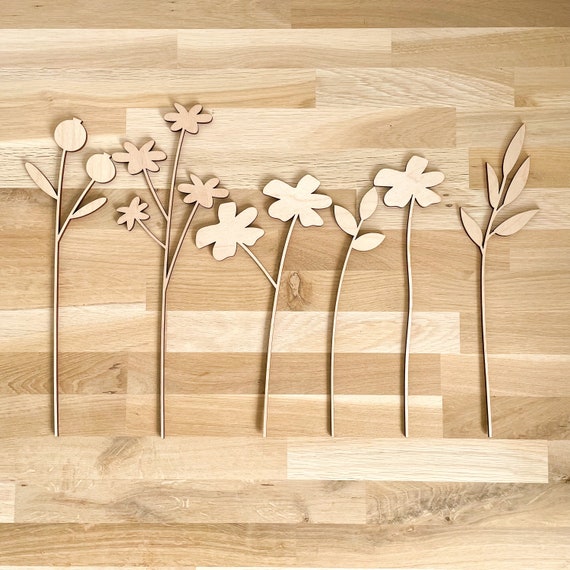 DISCOUNTED: Large Individual Wooden Flower Stems Unfinished Paint