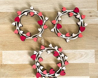 DISCOUNTED - Mini Wooden Heart Wreath - Hand painted