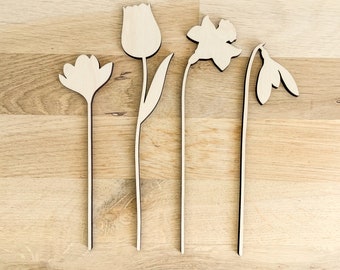 DISCOUNTED - Mini Spring Bulbs Wooden Flower Set - Unfinished - Paint Your Own