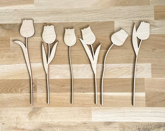 DISCOUNTED - Medium Individual Wooden Tulip Stems - Unfinished - Paint Your Own