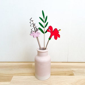 Mini Individual Wooden Flower Stems Hand Painted Floral Bouquet image 9