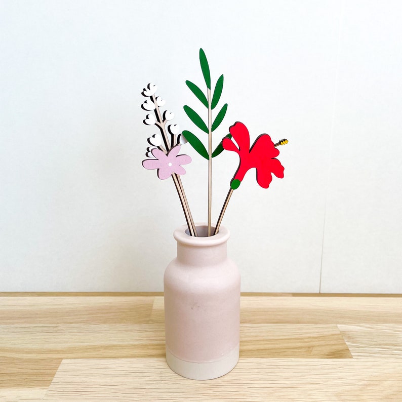 Mini Individual Wooden Flower Stems Hand Painted Floral Bouquet image 9