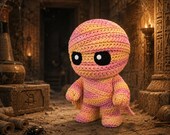 Mummy Figurine, 3D Printed Knitted-Style Halloween Decor, Cute Spooky Monster, Shelf and Desk Collectible — photo 7 of 20