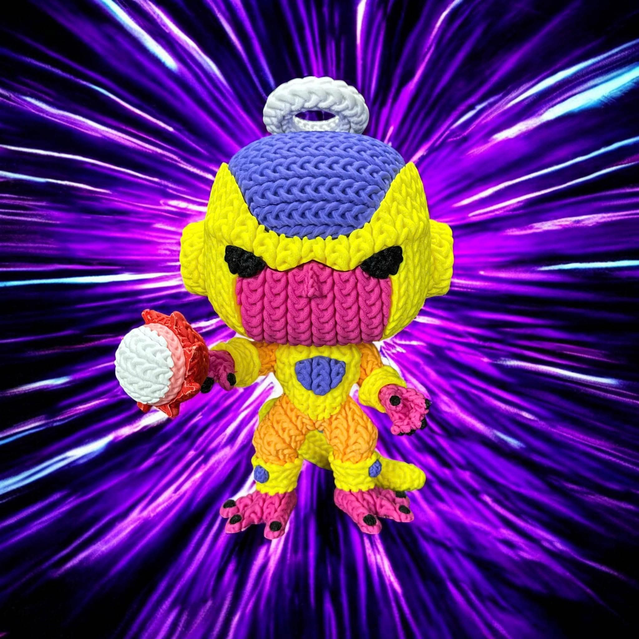 Golden Tyrant Fantasy Creature 3D Printed Figure | Crochet-Style Creature Collectible | Gaming Room Decor | Monster Fan Gift — photo 1 of 8