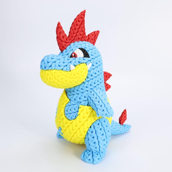Blue Crocodile Creature 3D Printed Figure | Crochet-Style Creature Collectible | Gaming Room Decor | Monster Fan Gift
