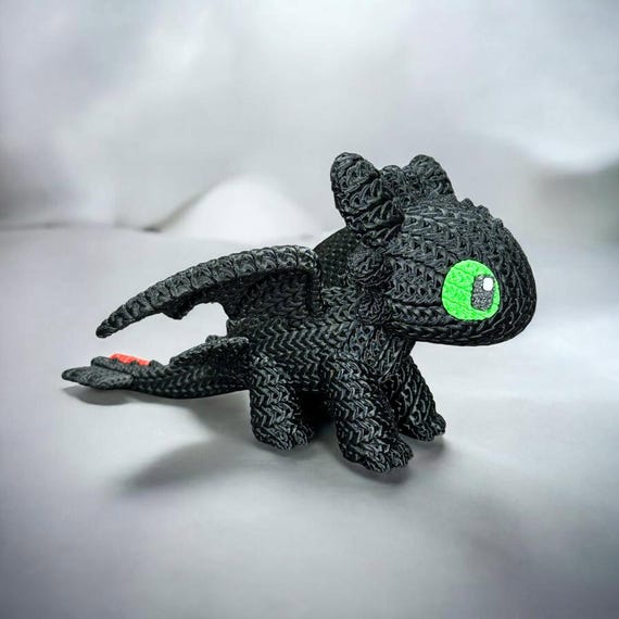 Night Dragon 3D Printed Figure | Crochet-Style Character Collectible | Shelf Collectible | Collector Gift