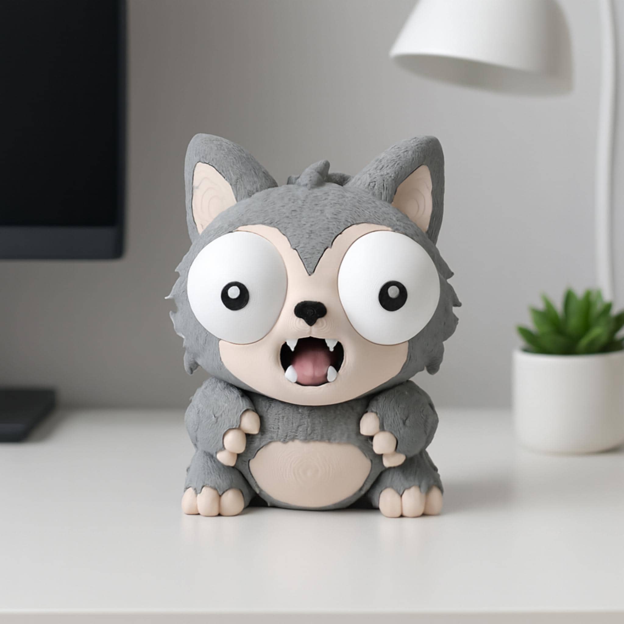 Amigurumi Werewolf Critter - 3D Printed Crochet Style Wolf Monster - Cute Halloween Desk Collectible — photo 1 of 15