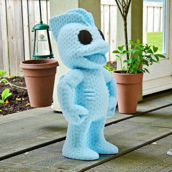 Brutus the Blue Fighter Fantasy Character 3D Printed Figure | Crochet-Style Creature Collectible | Shelf Collectible | Monster Fan