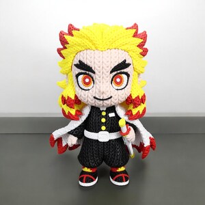 Flame Warrior Fantasy Character 3D Printed Figure | Crochet-Style Warrior Collectible | Gaming Room Decor | Gamer Gift