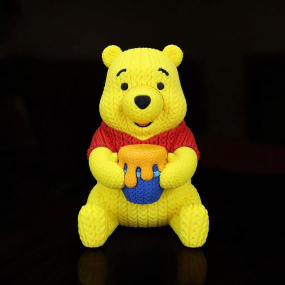 Honey Bear 3D Printed Figure | Crochet-Style Animal Collectible | Office Decor | Animal Lover Gift