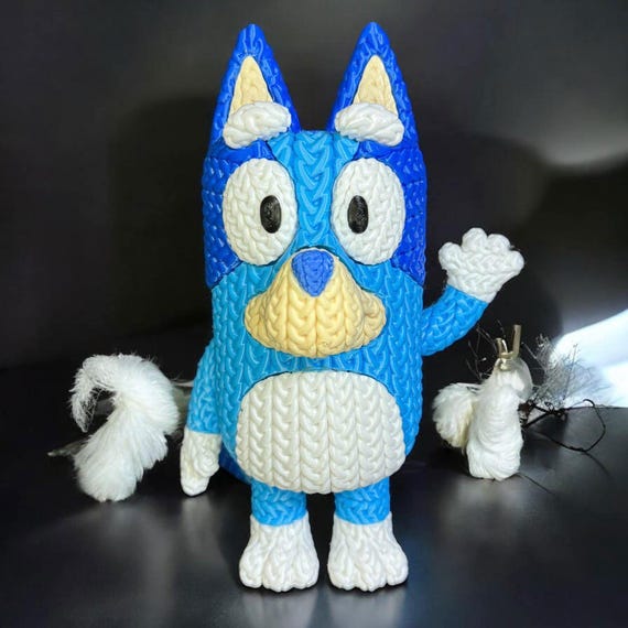 Blue Pup Dog 3D Printed Figure | Crochet-Style Animal Collectible | Shelf Collectible | Animal Lover Gift