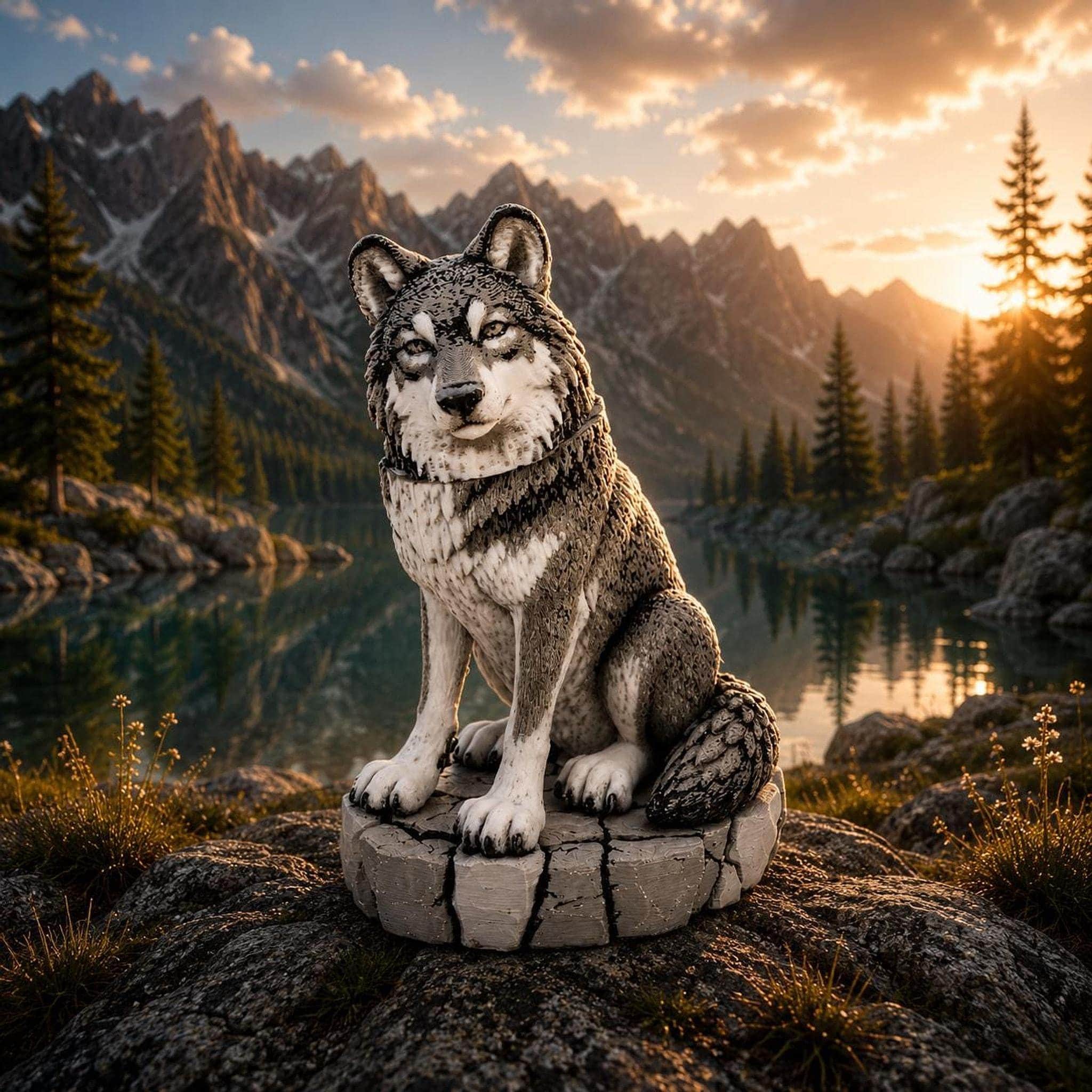 Wolf Animal 3D Printed Figure | Crochet-Style Animal Collectible | Gaming Room Decor | Animal Lover Gift — photo 1 of 10
