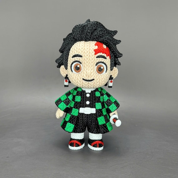 Checkered Cape Swordsman 3D Printed Figure | Crochet-Style Warrior Collectible | Office Decor | Gamer Gift