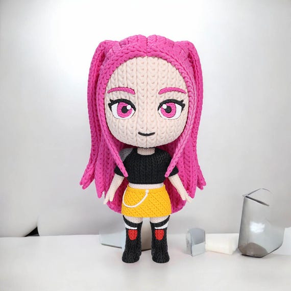 Idol Hunter Fantasy Character 3D Printed Figure | Crochet-Style Warrior Collectible | Gaming Room Decor | Gamer Gift