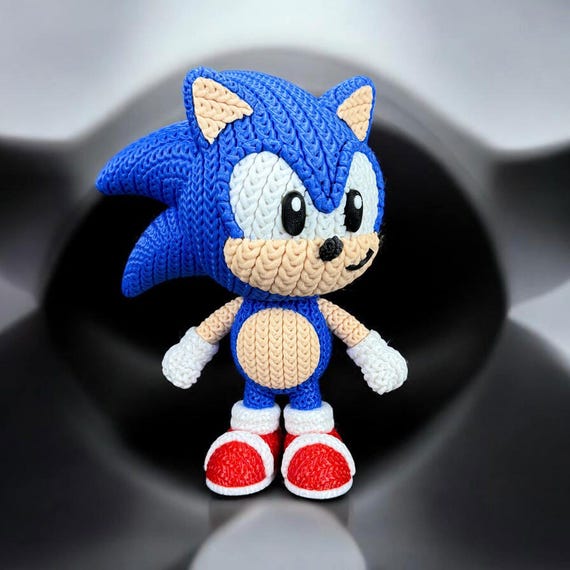 Speed Hedgehog 3D Printed Figure | Crochet-Style Creature Collectible | Shelf Collectible | Monster Fan Gift