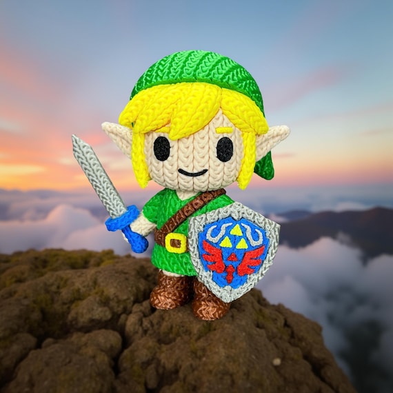 Fantasy Hero Fantasy Character 3D Printed Figure | Crochet-Style Warrior Collectible | Gaming Room Decor | Gamer Gift