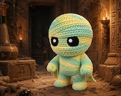 Mummy Figurine, 3D Printed Knitted-Style Halloween Decor, Cute Spooky Monster, Shelf and Desk Collectible — photo 6 of 20