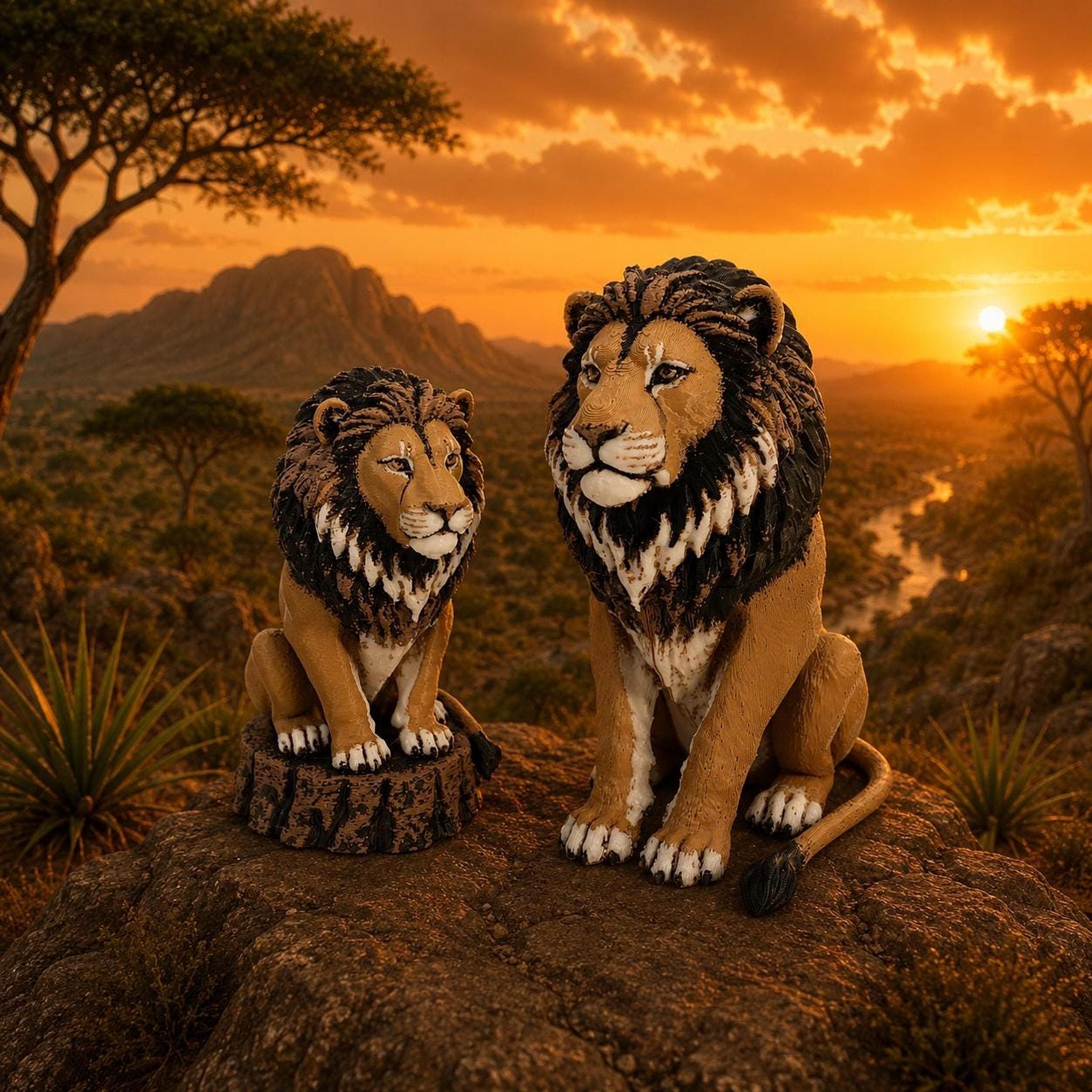 Lion Animal 3D Printed Figure | Crochet-Style Animal Collectible | Office Decor | Animal Lover Gift — photo 1 of 13