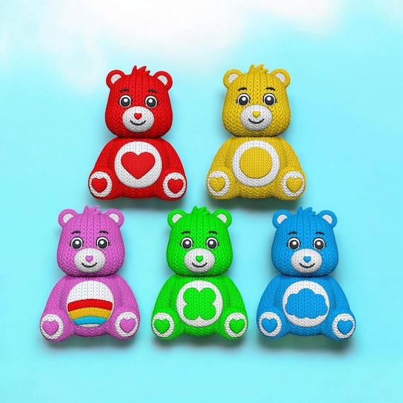 Rainbow Bear 3D Printed Figure | Crochet-Style Animal Collectible | Office Decor | Animal Lover Gift