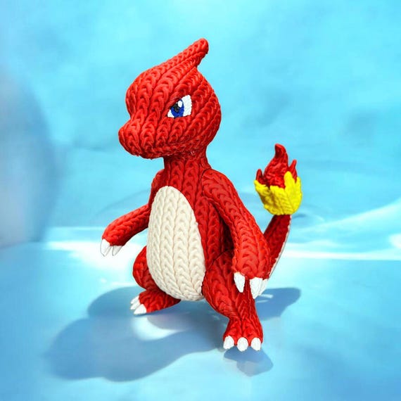 Blaze the Fire Lizard Fantasy Creature 3D Printed Figure | Crochet-Style Creature Collectible | Office Decor | Monster Fan Gift